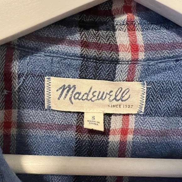 Madewell Blue Plaid Flannel - Picture 6 of 10